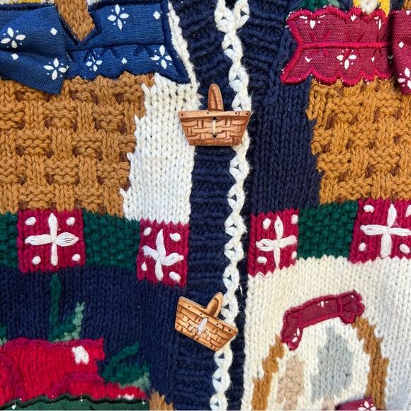 Vintage Longaberger Knit Chunky Basket Weave Cardigan Sweater Belle Pointe SMALL - Picture 5 of 8